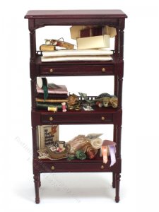 (image for) Miniature Mahogany Sewing Shelf with Drawers by Taylor Jade
