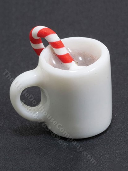 (image for) Miniature Hot Chocolate with Candy Cane for Dollhouses