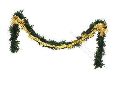 (image for) Miniature Bendable Garland with Gold Tinsel and Bows