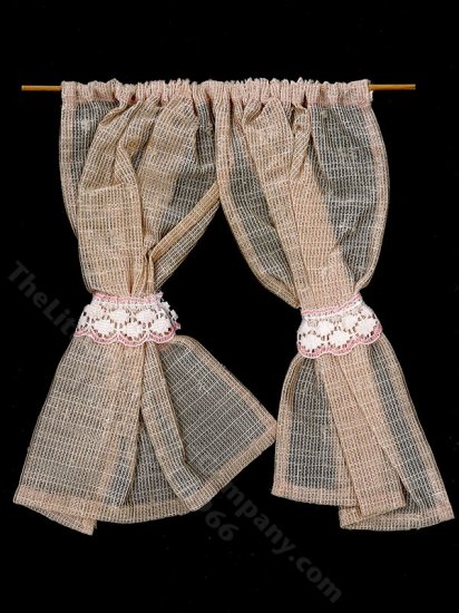 (image for) Miniature Sheer Pink Curtain for Dollhouses