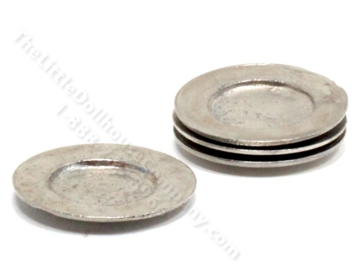 (image for) Miniature Set of 4 Metal Plates for Dollhouses
