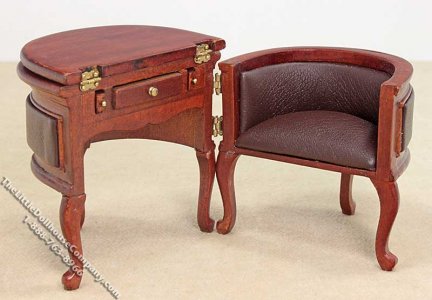 (image for) Dollhouse Scale Model Walnut Chadwick Desk for Dollhouses