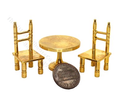 (image for) Vintage 1:48 Scale Miniature Brass 3 Pc. Dining Set for Dollhouses