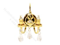 (image for) Miniature Two Arm Battery Operated Brass Crystal Sconce with Magic Wand - Brass