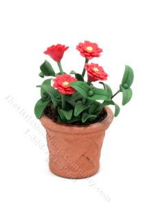 (image for) Miniature Zinnia Flowers in a Pot for Dollhouses