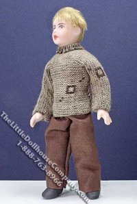 (image for) Miniature Child in Brown Sweater and Pants by Cindy's Dolls