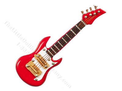 (image for) Miniature Red Electric Guitar and Case for Dollhouses