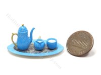 (image for) Miniature 4 Piece Coffee Set for Dollhouses - Sky Blue