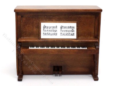 (image for) Miniature Walnut Piano Music Box for Dollhouses