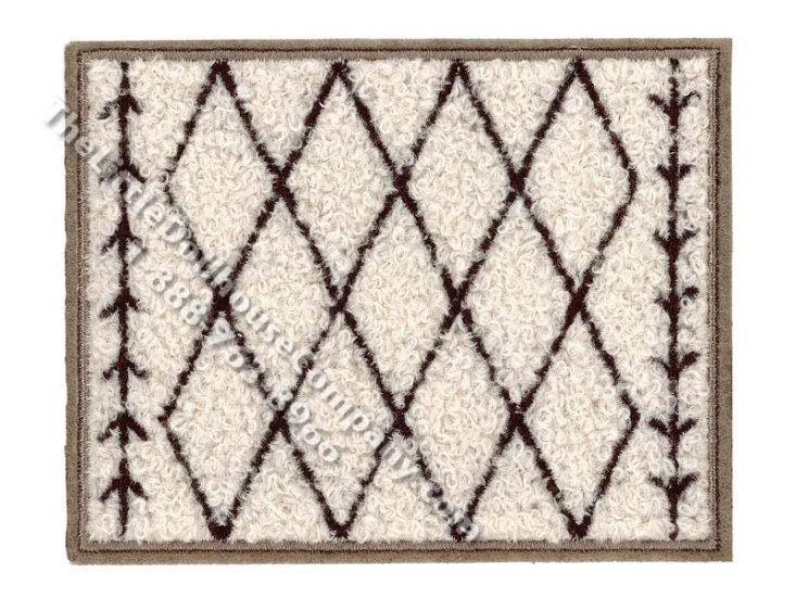 (image for) Miniature Beige Trellis Patterned Rug for Dollhouses - 3.75"x3"