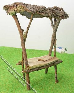 (image for) Miniature Outdoor Rustic Toilet Bench w/Roof for Dollhouses