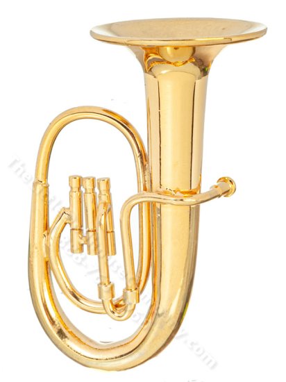 (image for) Miniature 2 Inch Brass Tuba for Dollhouses