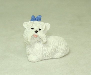 (image for) Dollhouse Scale Model Maltese Dog Laying