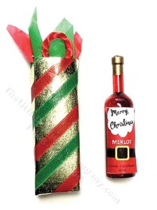 (image for) Miniature Christmas Wine Gift Bag for Dollhouses