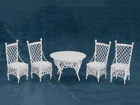(image for) Miniature White Wire Gathering Table Set for Dollhouses