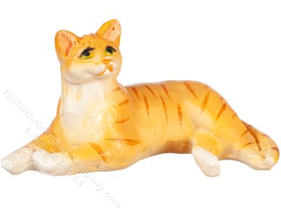 (image for) Miniature Laying Orange Cat for Dollhouses