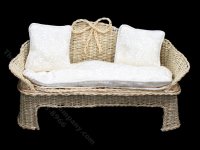 (image for) Miniature Floral and Natural Wicker Sofa for Dollhouses