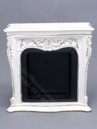 (image for) Miniature White & Gold Fireplace for Dollhouses