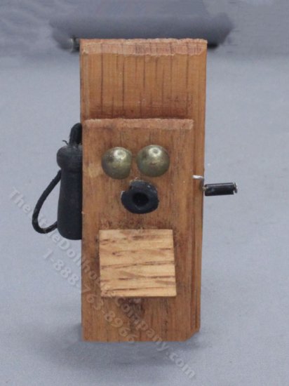 (image for) Miniature Wooden Wall Telephone for Dollhouses
