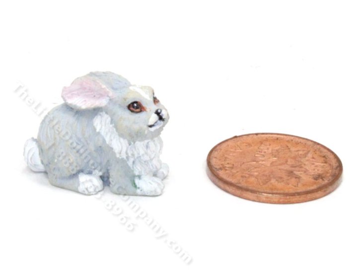 (image for) Dollhouse Scale Model Grey and White Rabbit