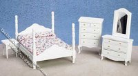 (image for) Miniature White 5 Piece Bedroom Set for Dollhouses
