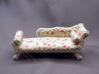 (image for) Miniature White Floral Chaise Lounge