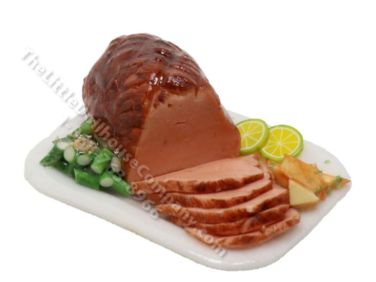 (image for) Miniature Roast Beef in Rectangular Platter for Dollhouses