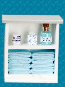 (image for) Miniature Small Bath Cabinet for Dollhouses - Blue