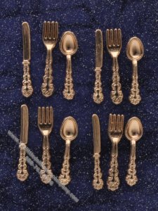 (image for) Miniature 12 Piece Copper St Moritz Flatrware Set for Dollhouses