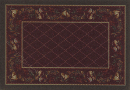 (image for) Miniature Small Scale Red Trellis Rug with Fruits