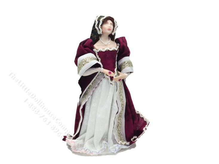 (image for) Miniature Handcrafted Tudor Woman in Plum