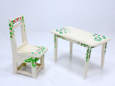 (image for) Miniature Floral Desk and Chair for Dollhouses