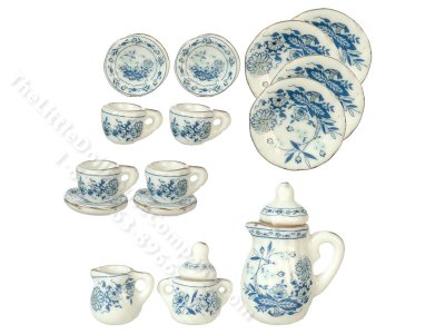 (image for) Miniature 17pc Porcelain Tea Set for Dollhouses