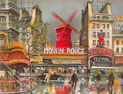 (image for) Moulin Rouge Scene Miniature Mural for Dollhouses