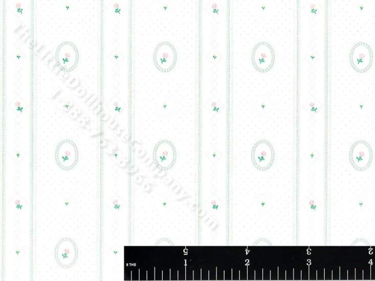 (image for) Cameo Stripe Wallpaper for Dollhouses - Blue