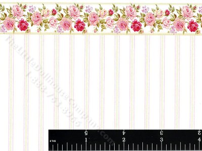 (image for) Miniature Striped Wallpaper with Rose Border