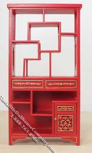 (image for) Miniature Red Curiosity Cabinet for Dollhouses