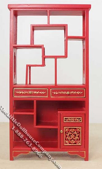 (image for) Miniature Red Curiosity Cabinet for Dollhouses