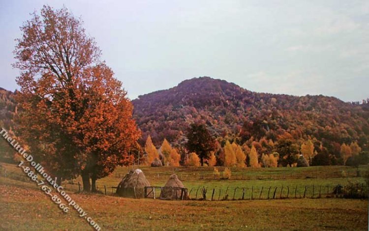 (image for) Autumn Field Scene Miniature Mural for Dollhouses