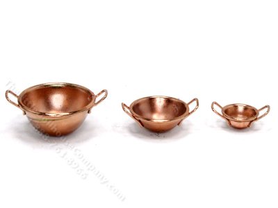 (image for) Miniature Set of 3 Copper Woks for Dollhouses