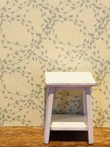 (image for) Dollhouse Scale Model Wallpaper -Yellow with Gray Vines- 3pc Set