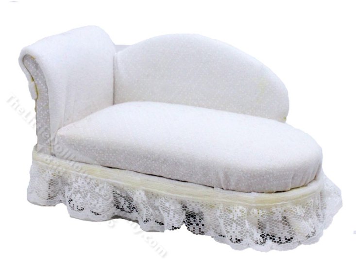 (image for) Miniature White Chaise for Dollhouses