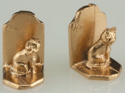 (image for) Miniature Bookends, Cat, Gold Color for Dollhouses