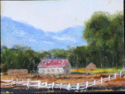 (image for) Miniature Farm Landscape Painting by Larry Morganti