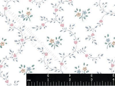 (image for) Hearts on Blue Vine Miniature Wallpaper for Dollhouses