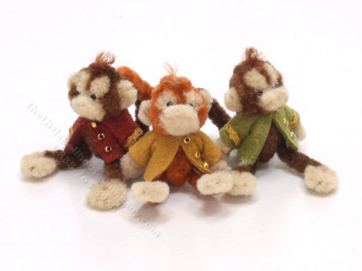 (image for) Miniature Monkey in Jacket By Sue Wilkes of Shoebutton Bears