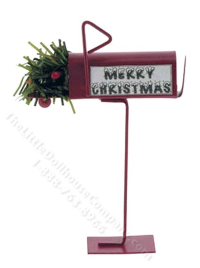 (image for) Miniature Red Christmas Mailbox for Dollhouses