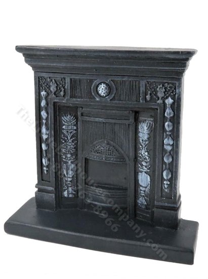 (image for) Miniature Black Fireplace for Dollhouses
