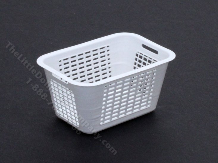 (image for) Miniature White Laundry Basket for Dollhouses