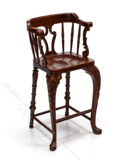 (image for) Miniature Walnut Bar Stool for Dollhouses